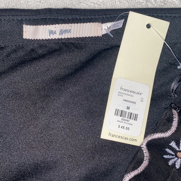 Francesca’s Floral Embroidered Black Suede Skirt NWT - Picture 7 of 9